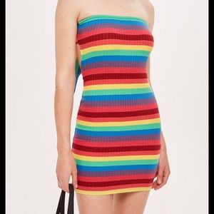 Topshop Rainbow Bandeau Dress